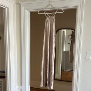 Dress Forum Beige Satin Slip Dress